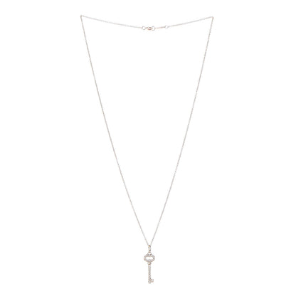 Tiffany 18K Rose Gold Diamond Mini Vintage Oval Key Pendant Necklace 3 of 7