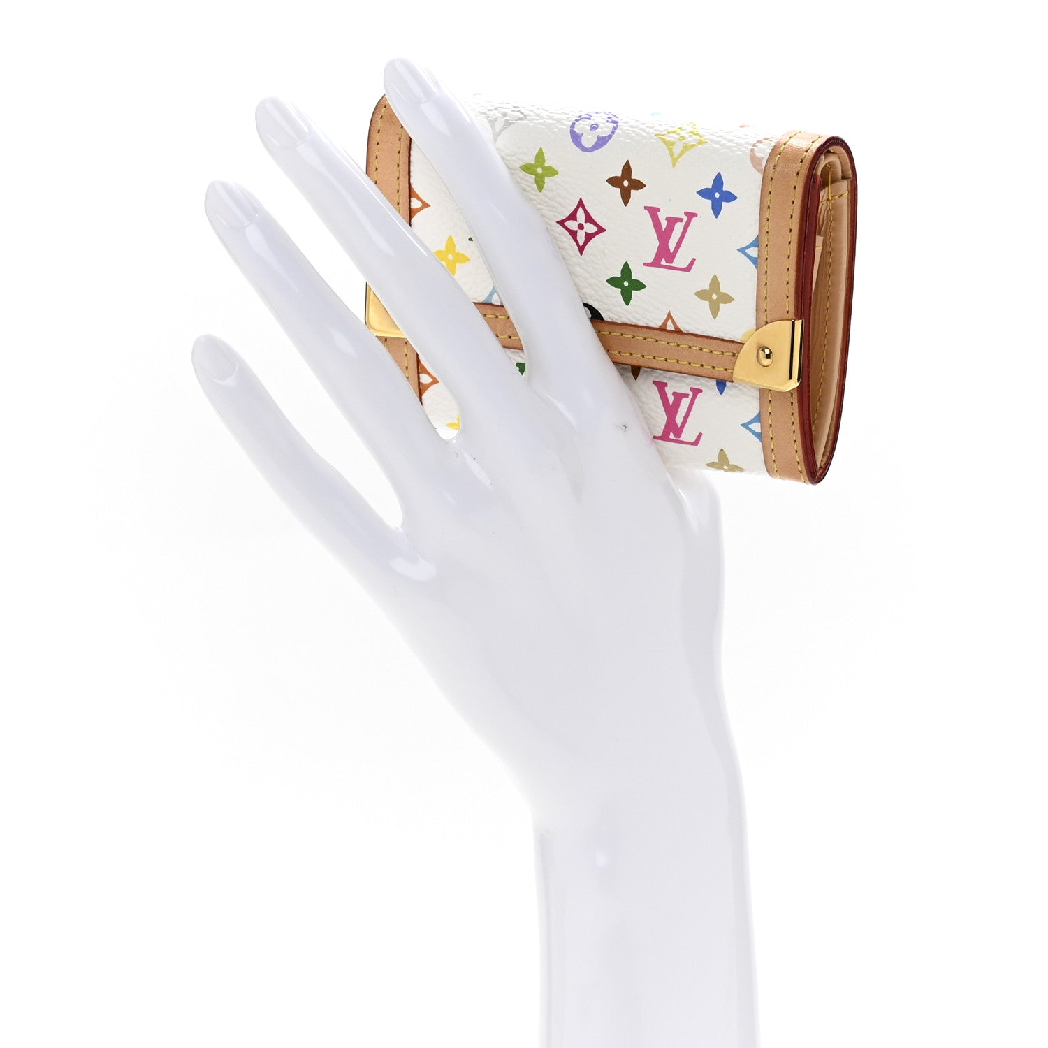 Louis Vuitton Monogram Multicolor Porte-Monnaie Plat Coin Purse White 2 of 8