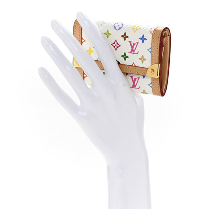 Louis Vuitton Monogram Multicolor Porte-Monnaie Plat Coin Purse White 2 of 8