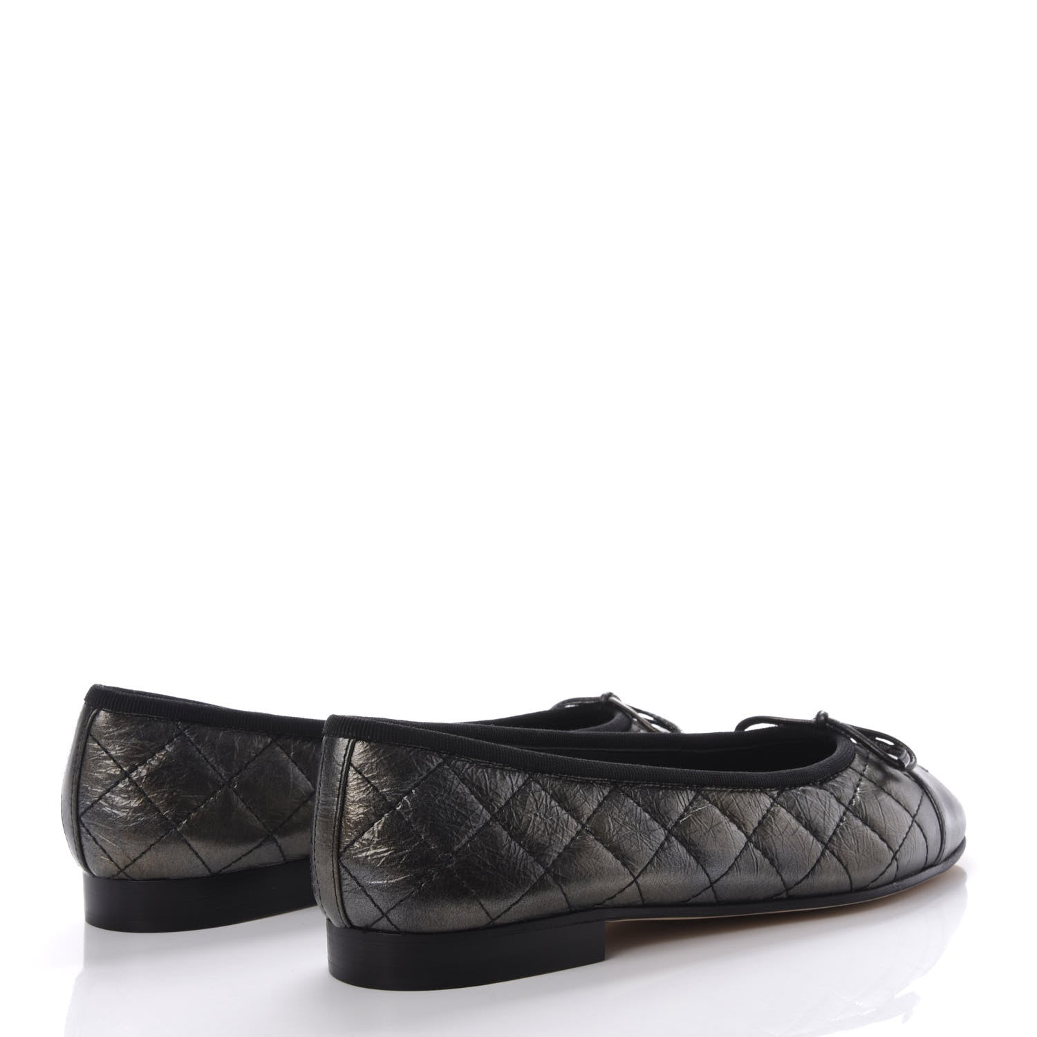 Chanel Aged Calfskin Quilted Cap Toe Ballerina Flats 37 Black 4 of 10