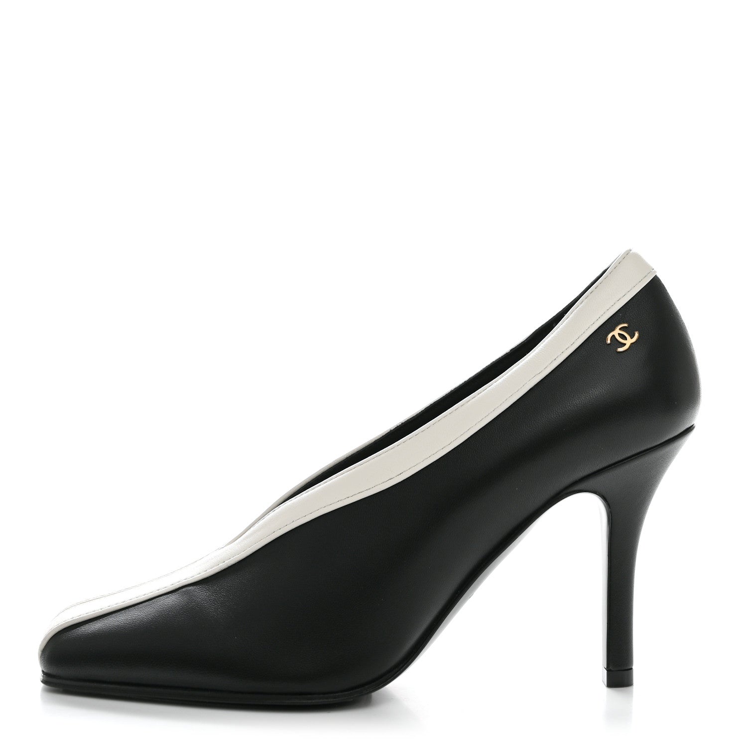 Chanel Lambskin Pumps 35.5 Black Ivory 1 of 10