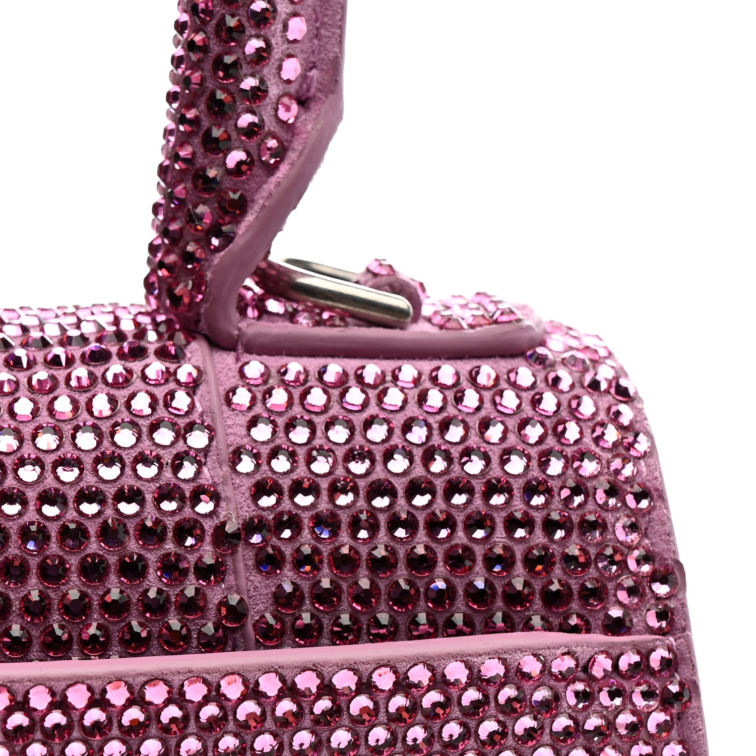 Balenciaga Strass Suede Hourglass Top Handle Bag XS Pink 15 of 16