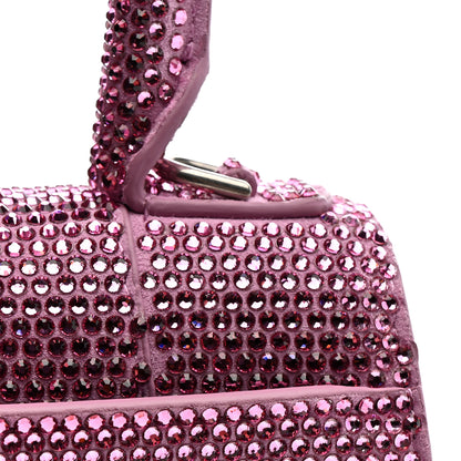 Balenciaga Strass Suede Hourglass Top Handle Bag XS Pink 15 of 16