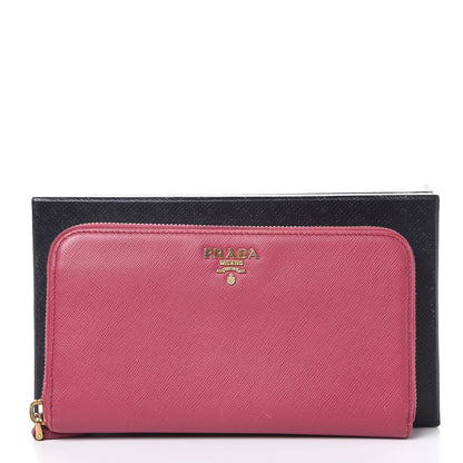 Prada Saffiano Zip Around Wallet Peonia 12 of 12