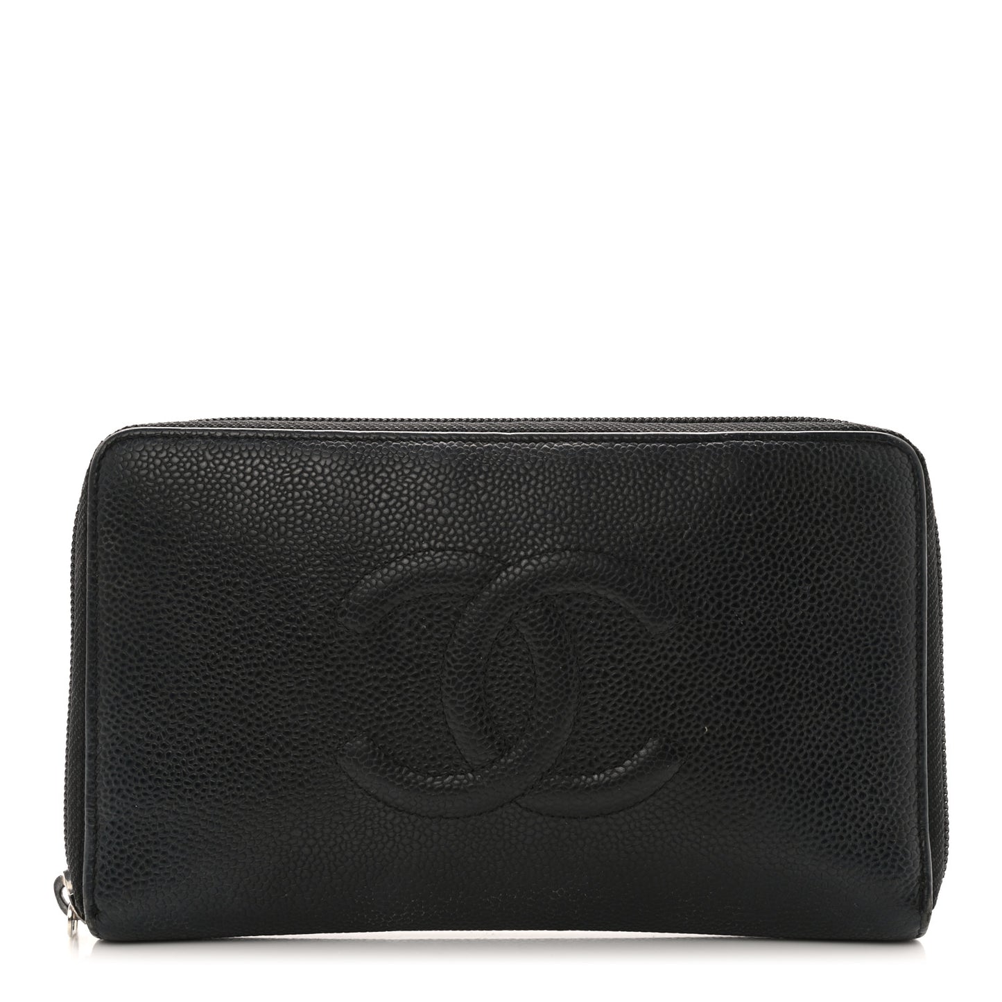 Caviar Large Timeless CC Zip Around Organizer Wallet Black