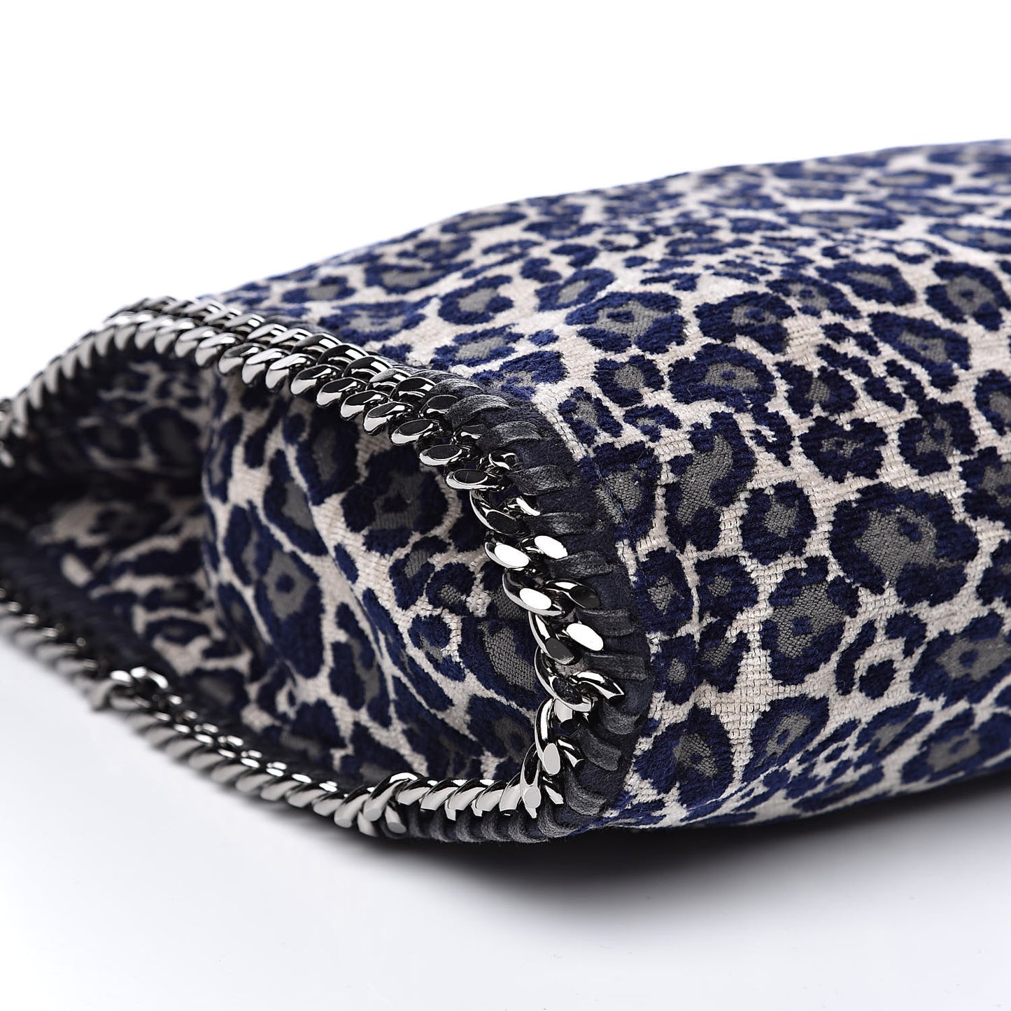 Cotton Canvas Leopard Small Falabella Fold Over Tote Grey