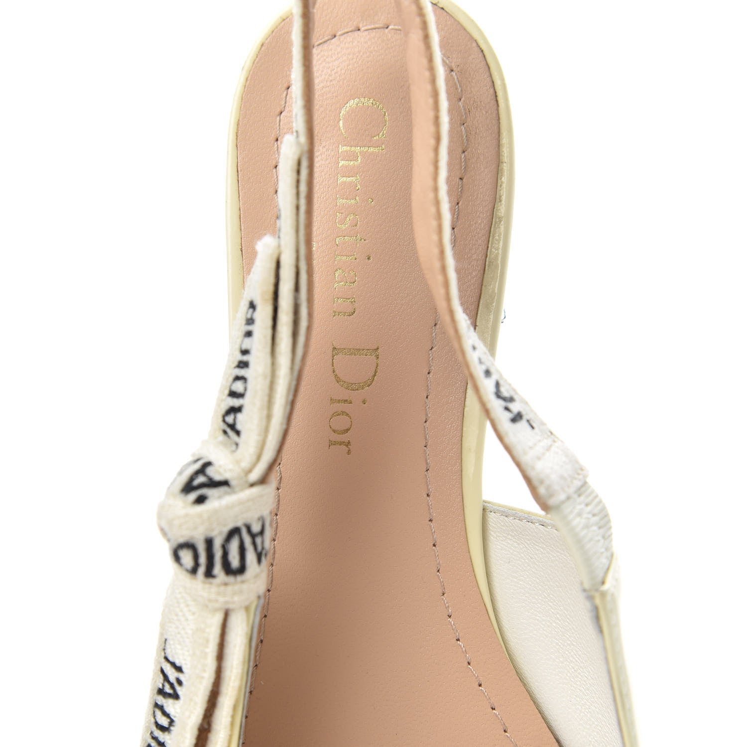 Christian Dior Patent Ribbon J'Adior Slingback Ballet Flats 36 Off White 9 of 12