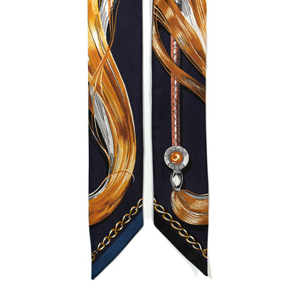 Hermes Silk Cavalcades Twilly Marine Gold Gris 2 of 3