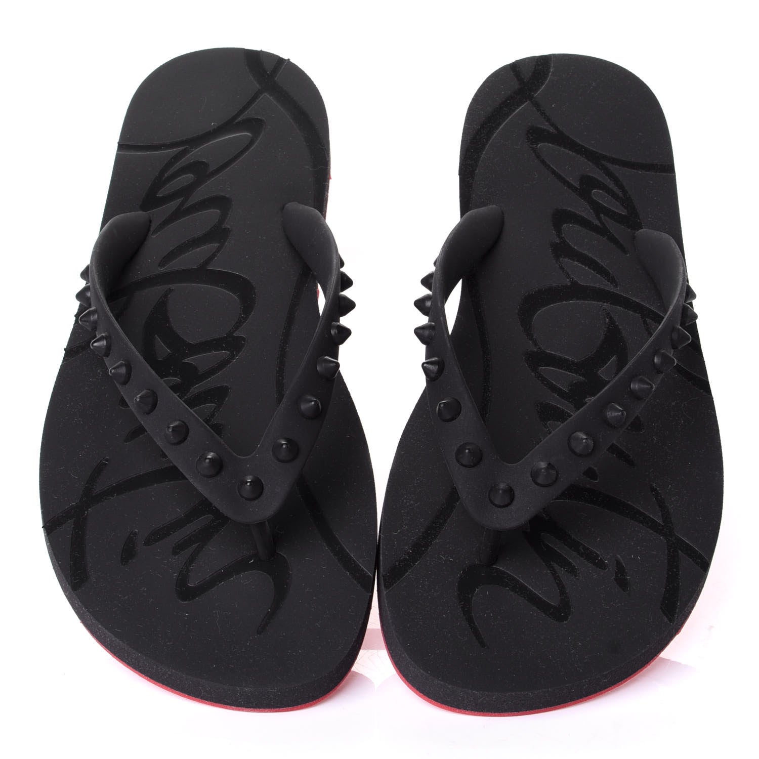Christian Louboutin Rubber Spike Loubi Donna Flip Flop 38 Black 5 of 10