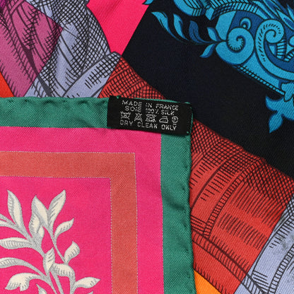 Hermes Silk Double Della Cavalleria Fine Scarf 90 Vert Jaune Vif Mauve Sylvestre 3 of 8
