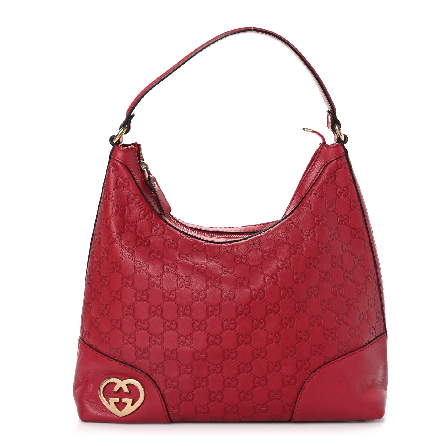 Guccissima Medium Lovely Heart Hobo Red
