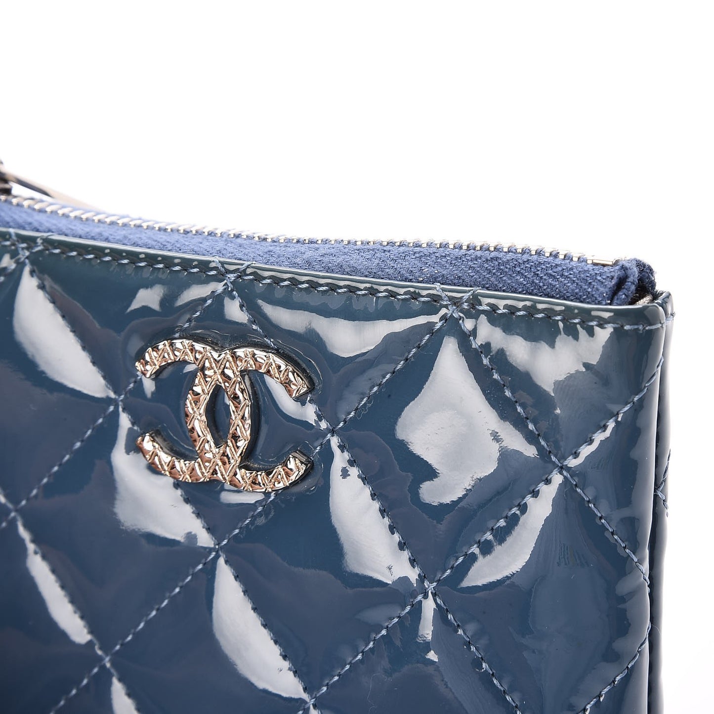 Patent Quilted Brilliant Key Holder Case Royal Blue