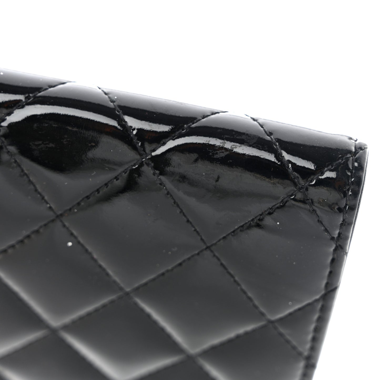 Patent Calfskin Quilted Yen Wallet So Black