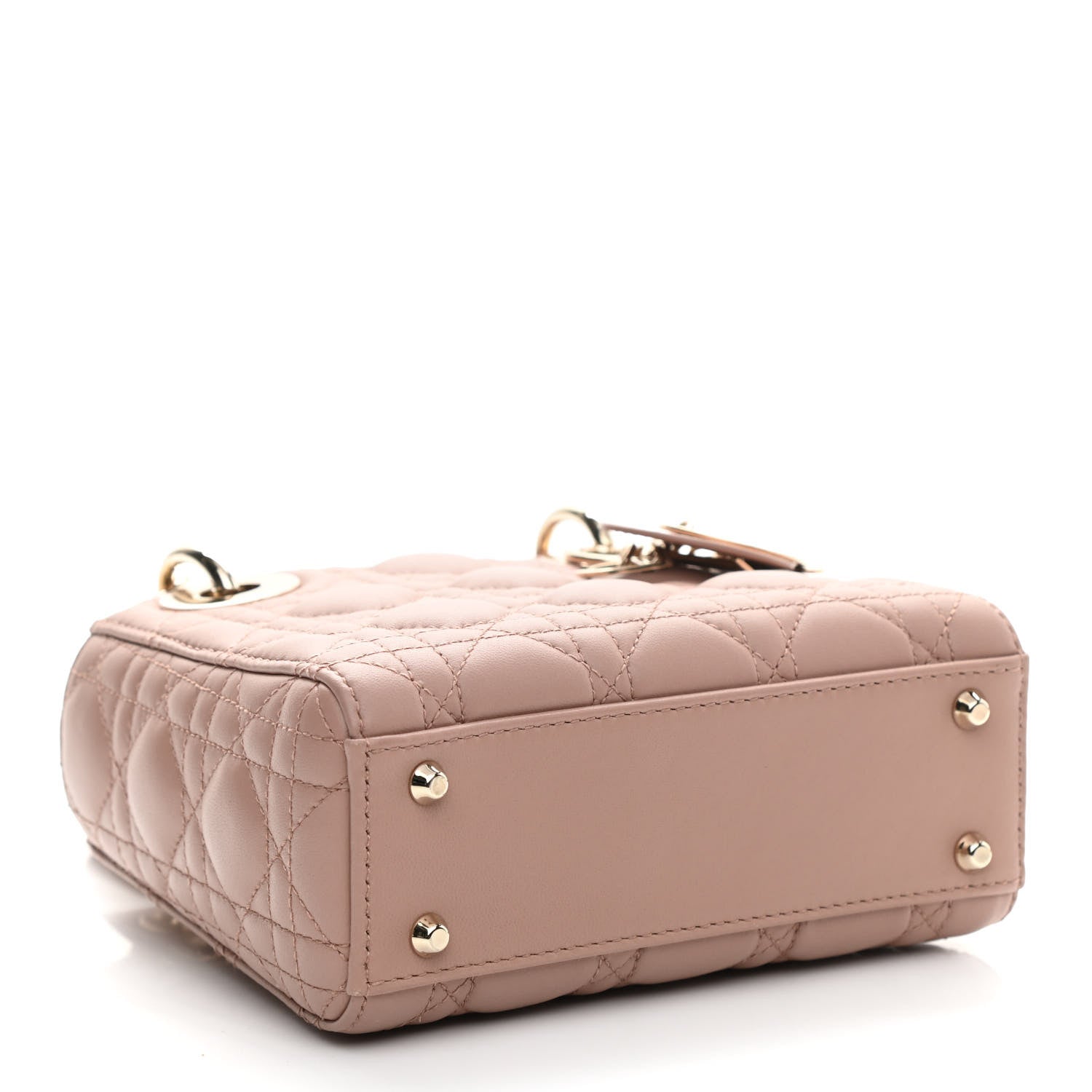Christian Dior Lambskin Cannage Mini Lady Dior Rose De Vents 4 of 9