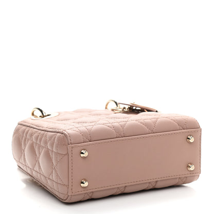 Christian Dior Lambskin Cannage Mini Lady Dior Rose De Vents 4 of 9