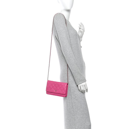 Chanel Caviar Quilted Wallet on Chain WOC Pink 2 of 11