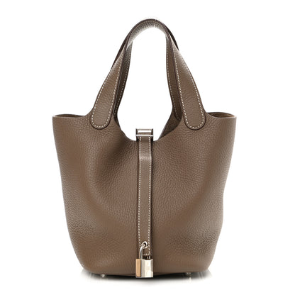 Hermes Taurillon Clemence Picotin Lock 18 PM Etoupe 1 of 12
