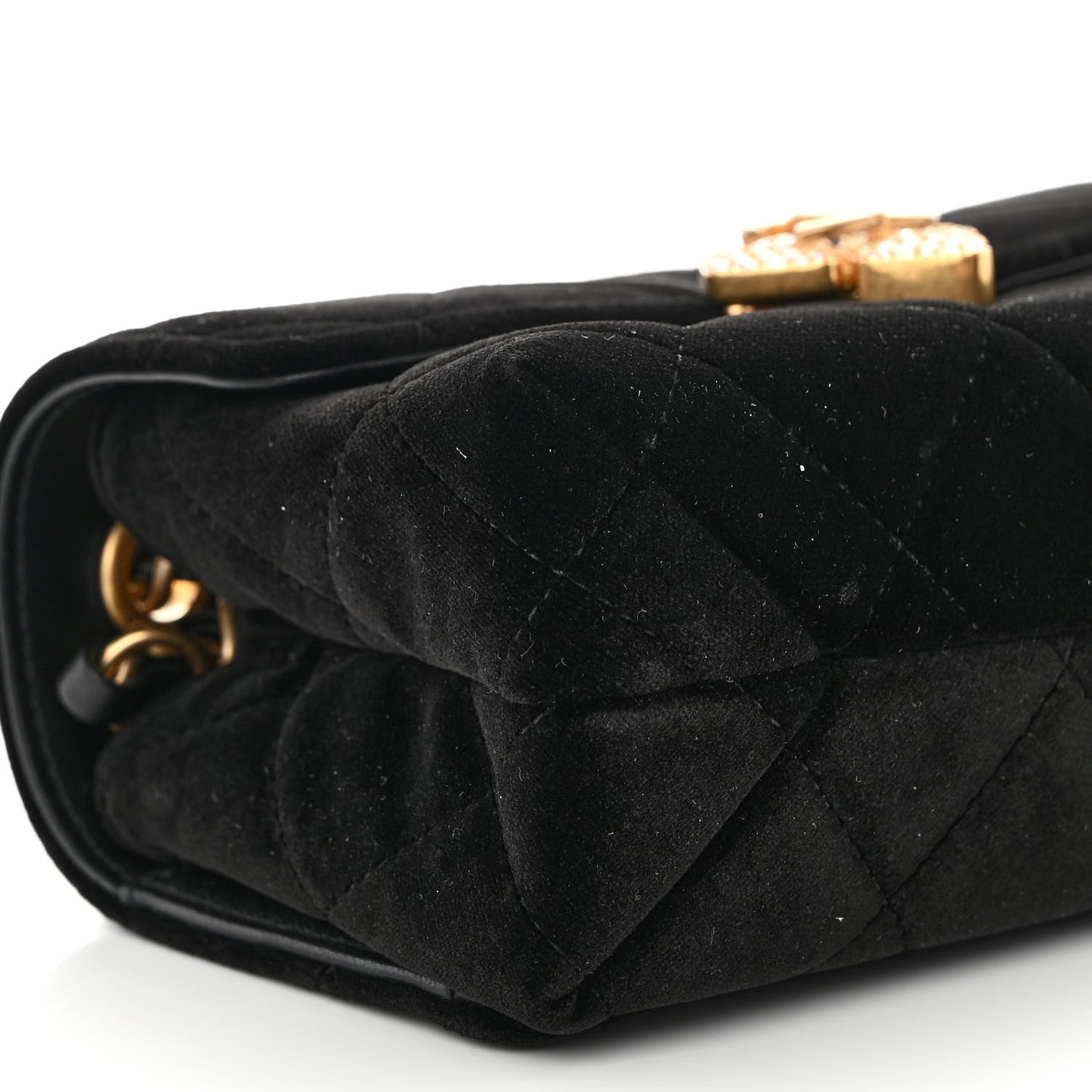 Velvet Strass Diamond Lock Flap Black