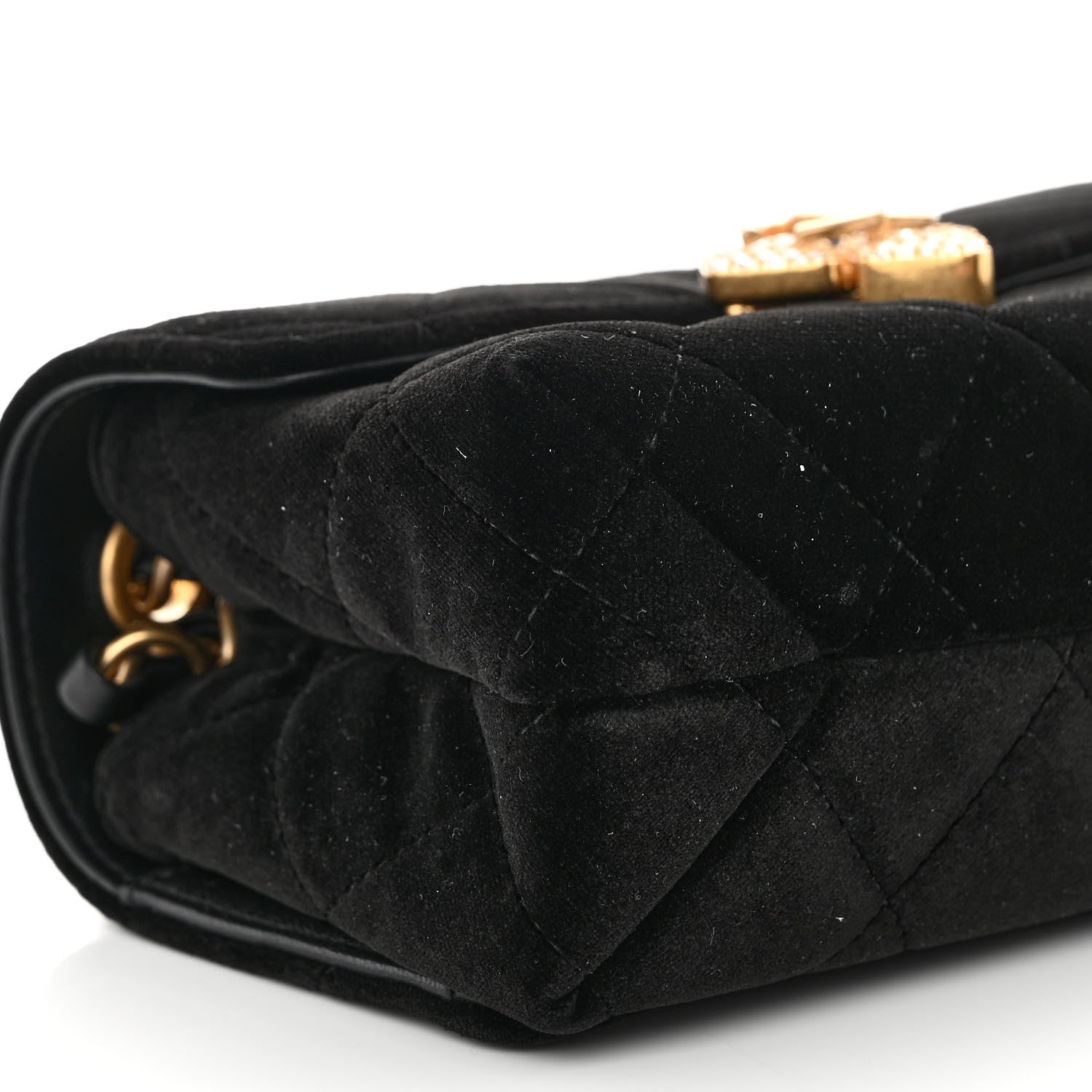 Chanel Velvet Strass Diamond Lock Flap Black 10 of 11