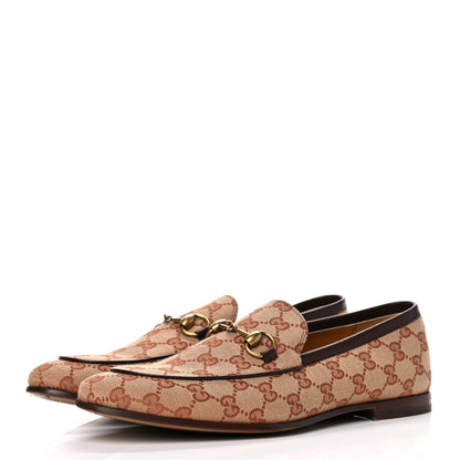 Gucci Canvas GG Monogram Horsebit Mens Jordaan Loafers 8 Beige Ruggine Light Brown 4 of 15