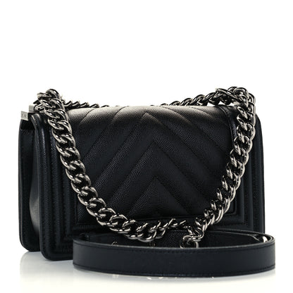 Chanel Caviar Chevron Quilted Small Boy Flap Black 3 of 10
