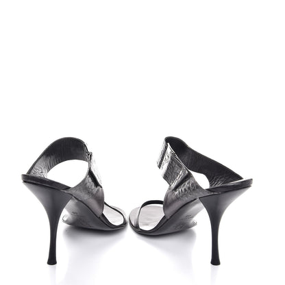 Christian Dior Metallic Lambskin Alligator Mule Sandals 40 Dark Silver 6 of 11