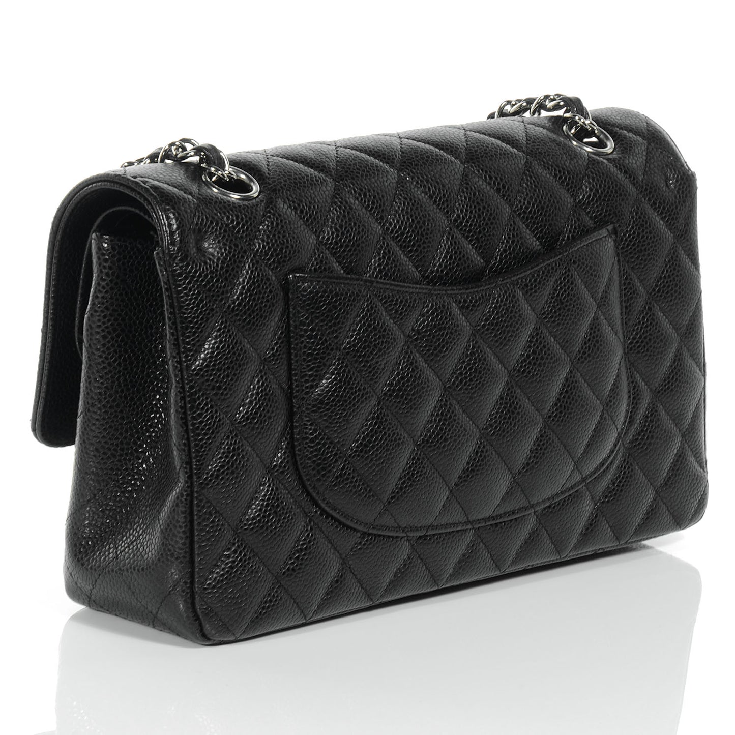Caviar Quilted Medium Double Flap Black
