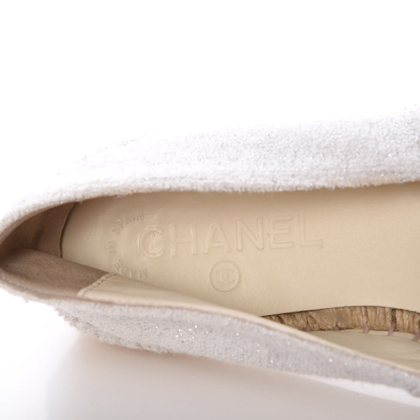 Terry Cloth CC Espadrilles 38 Silver Black