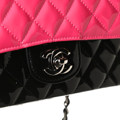 Chanel Patent Calfskin Quilted Bi-Color Mini Rectangular Flap Pink Black 11 of 13