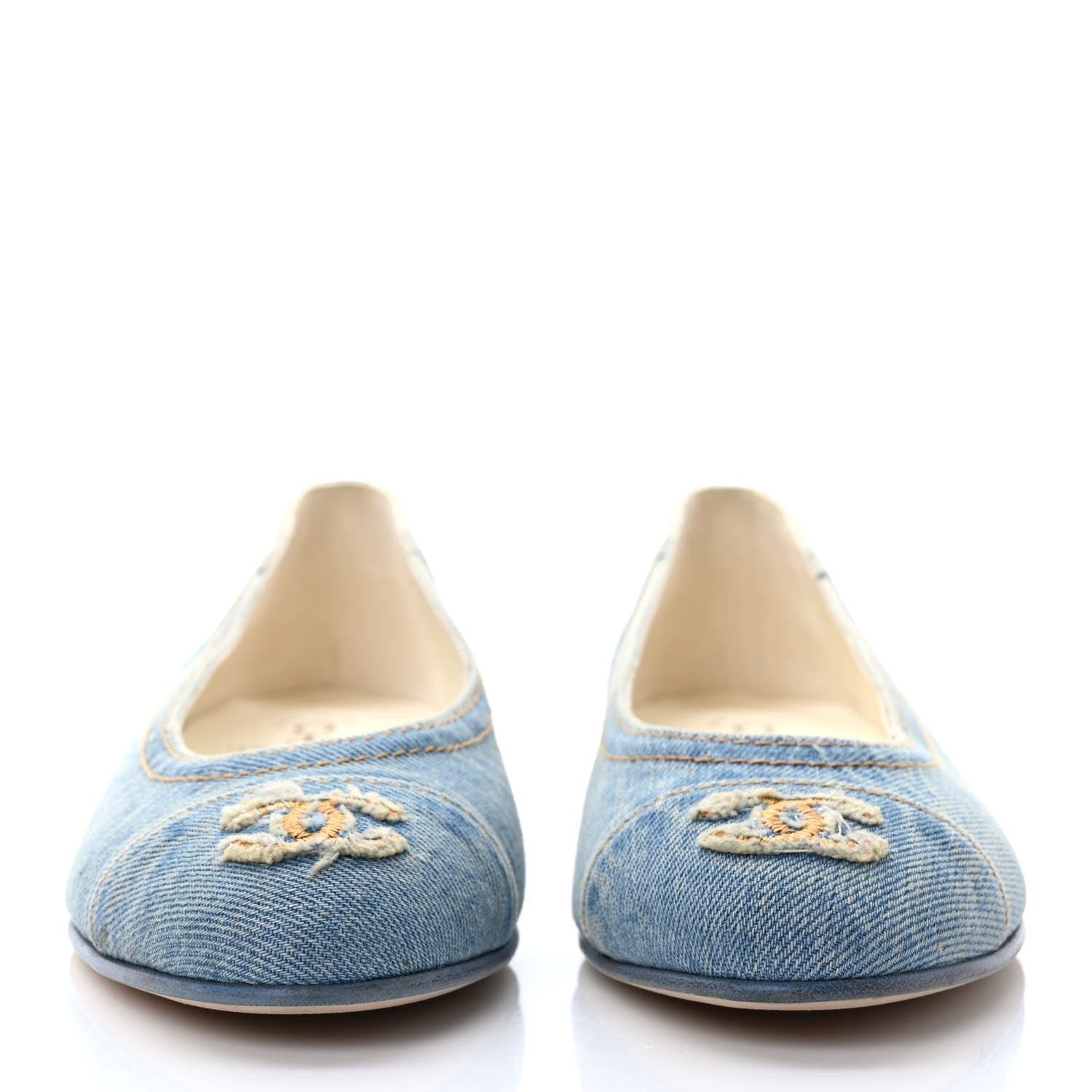 Chanel Denim CC Cap Toe Ballerina Flats 38 Light Blue 2 of 8