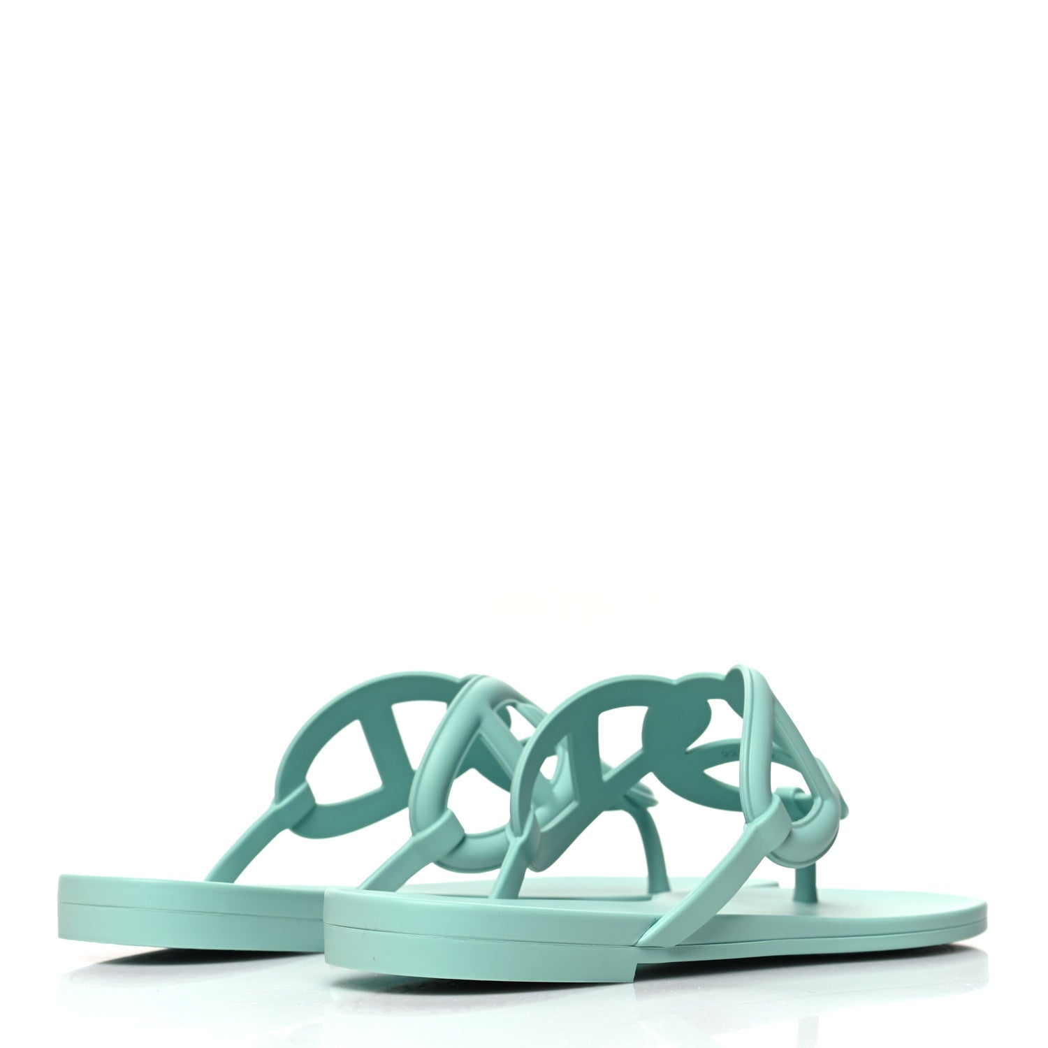 Hermes Rubber Womens Egerie Sandals 38 Vert Embrun 4 of 9