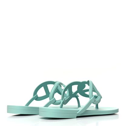 Hermes Rubber Womens Egerie Sandals 38 Vert Embrun 4 of 9