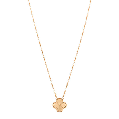 Van Cleef & Arpels 18K Yellow Gold Guilloche Vintage Alhambra Pendant Necklace 1 of 5