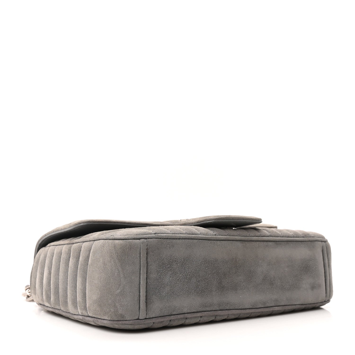 Prada Camoscio Impunture Diagramme Medium Chain Flap Shoulder Bag Grey 4 of 10