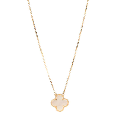 Van Cleef & Arpels 18K Yellow Gold Mother of Pearl Vintage Alhambra Pendant Necklace 2 of 9