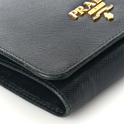 Prada Saffiano Metal Tri-Fold Wallet Black 7 of 8