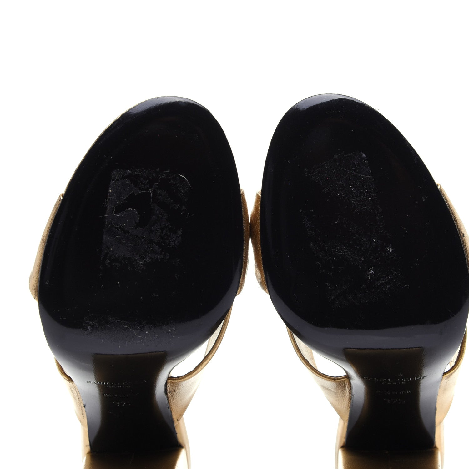 Saint Laurent Metallic Calfskin Bianca Knotted Mule Sandals 37.5 Gold 9 of 11