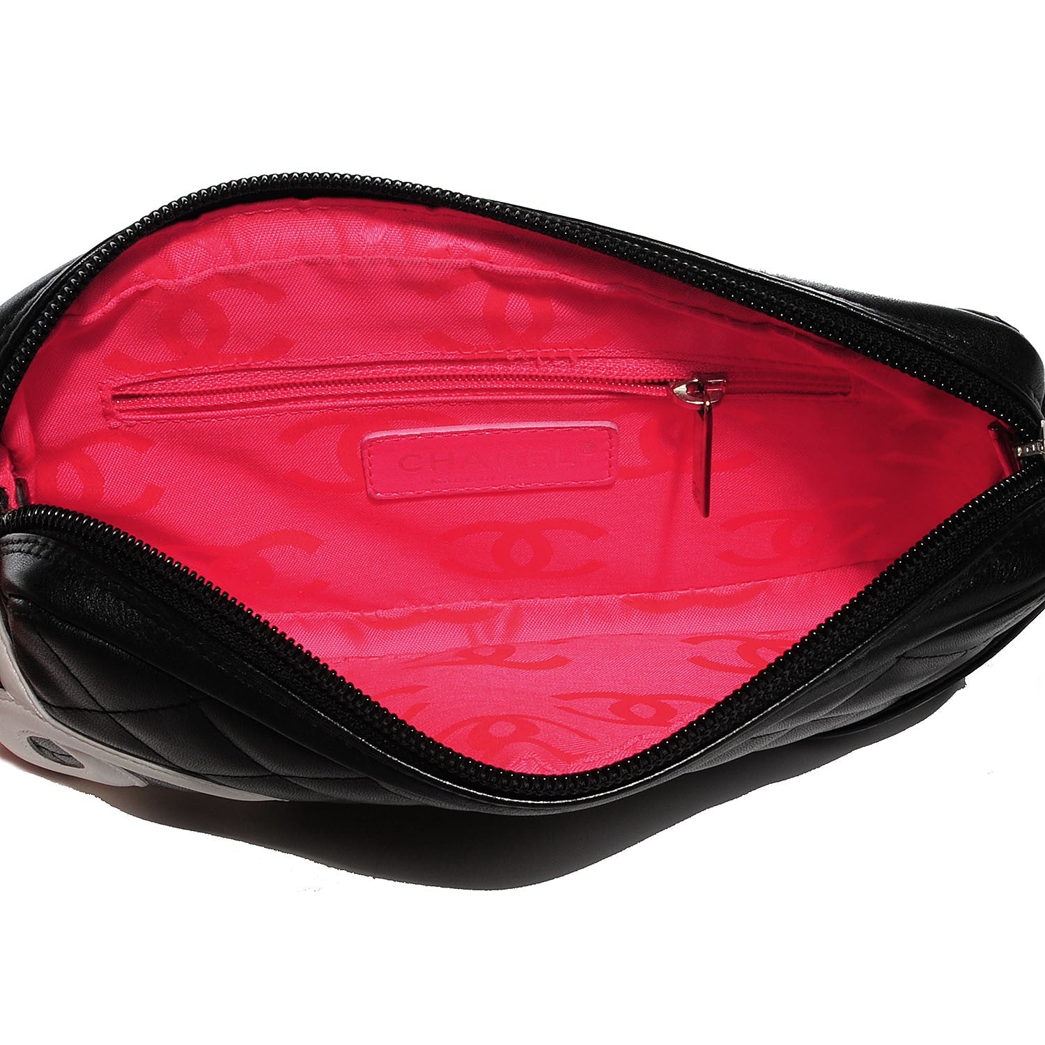 Chanel Calfskin Quilted Cambon Pochette Black White 7 of 7