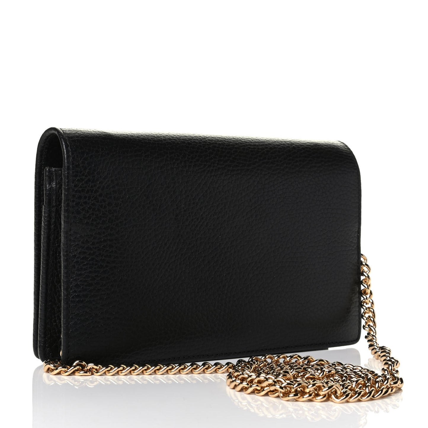 Calfskin Mini GG Marmont Chain Wallet Black