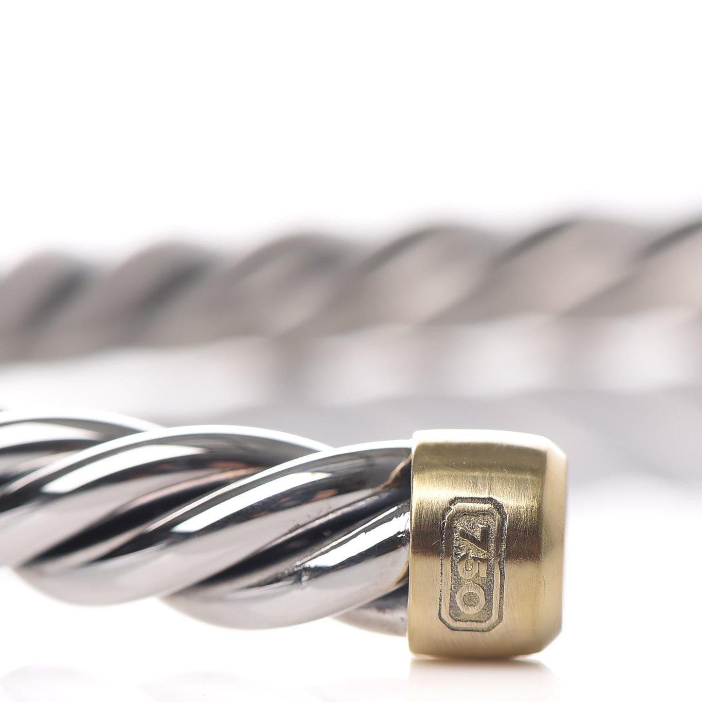 Sterling Silver 18K Yellow Gold 6mm Cable Classic Cuff Bracelet