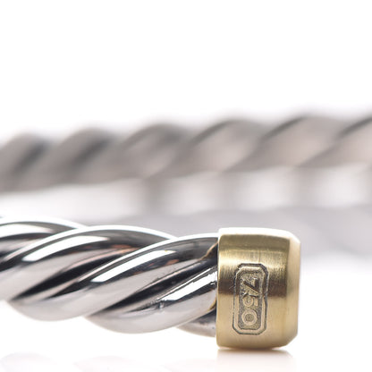 David Yurman Sterling Silver 18K Yellow Gold 6mm Cable Classic Cuff Bracelet 5 of 5