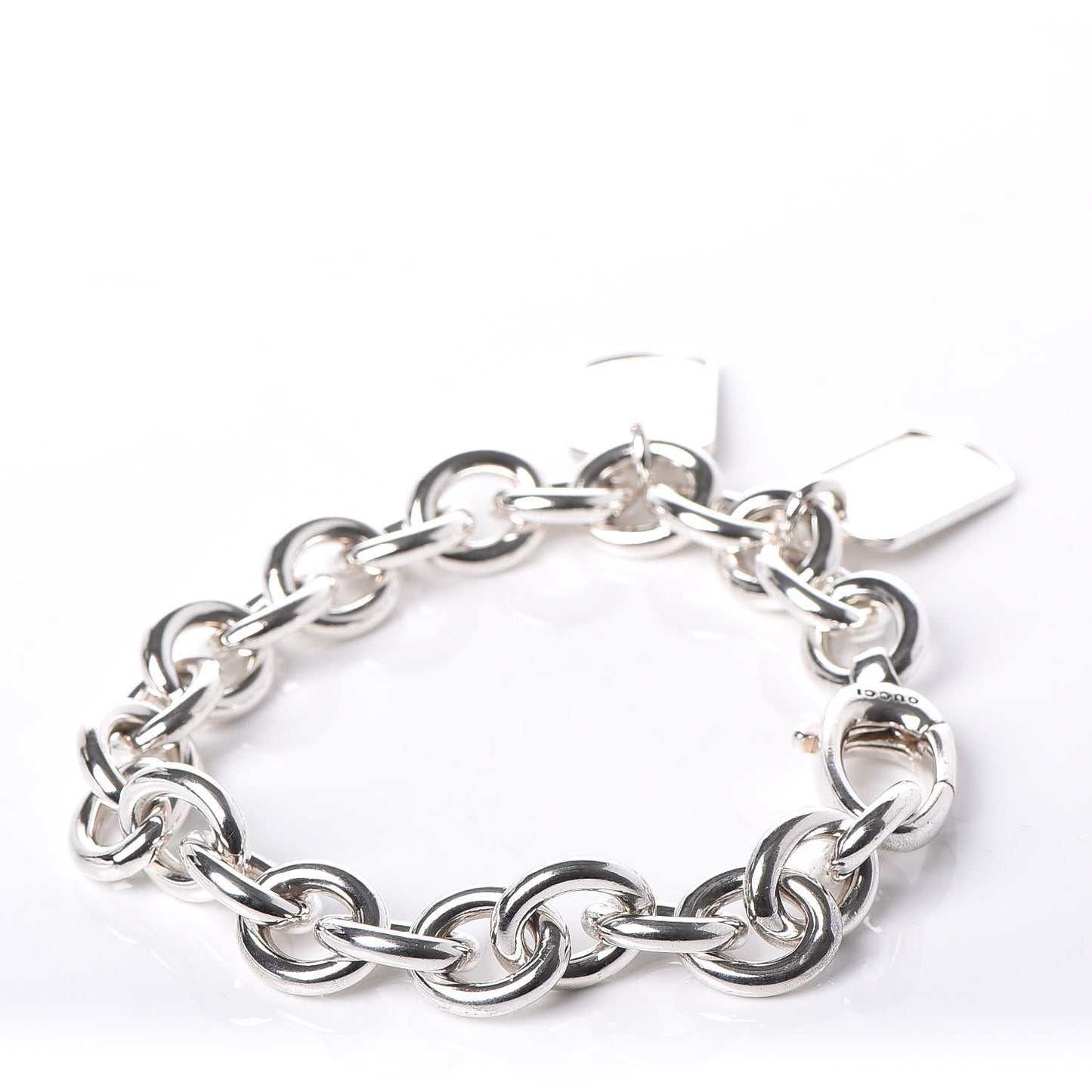 Sterling Silver Double Dog Tag Charm Bracelet