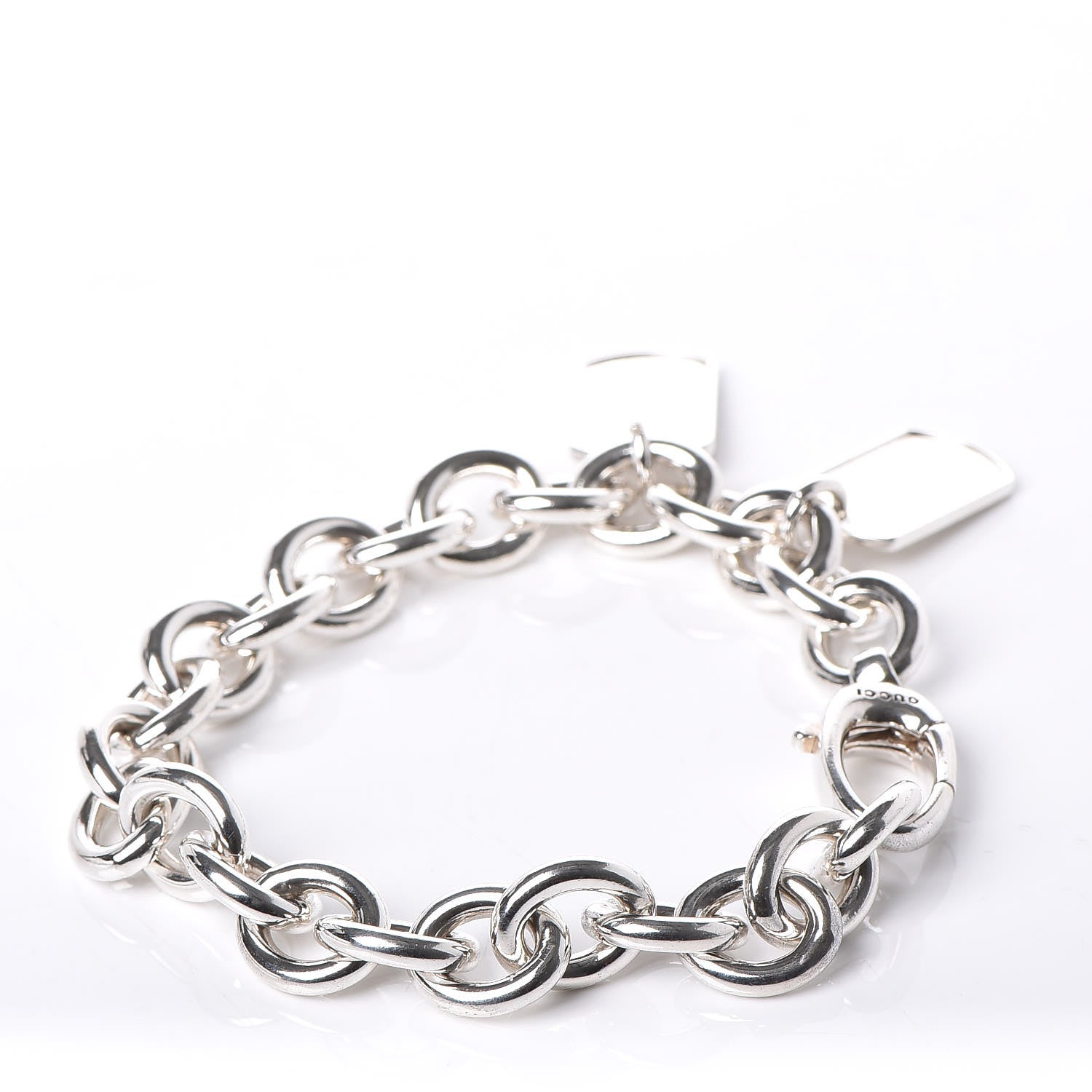 Gucci Sterling Silver Double Dog Tag Charm Bracelet 3 of 5