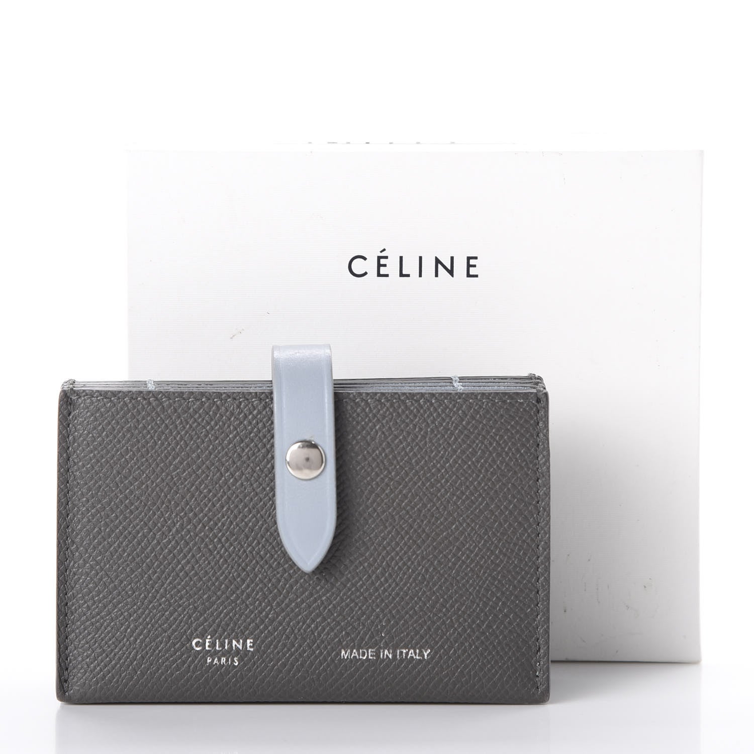 Celine Grained Shiny Calfskin Accordion Card Holder Grey 10 of 10