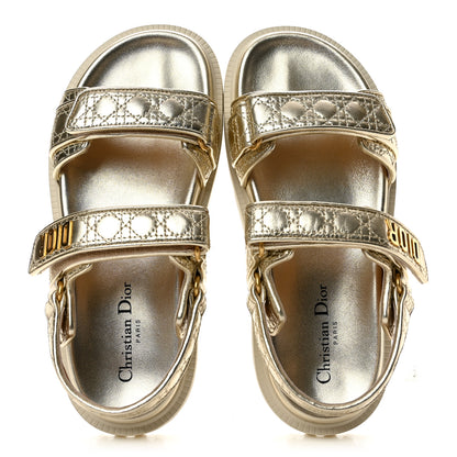Christian Dior Laminated Sheepskin Cannage Dioract Sandals 39.5 Pale Gold 2 of 11