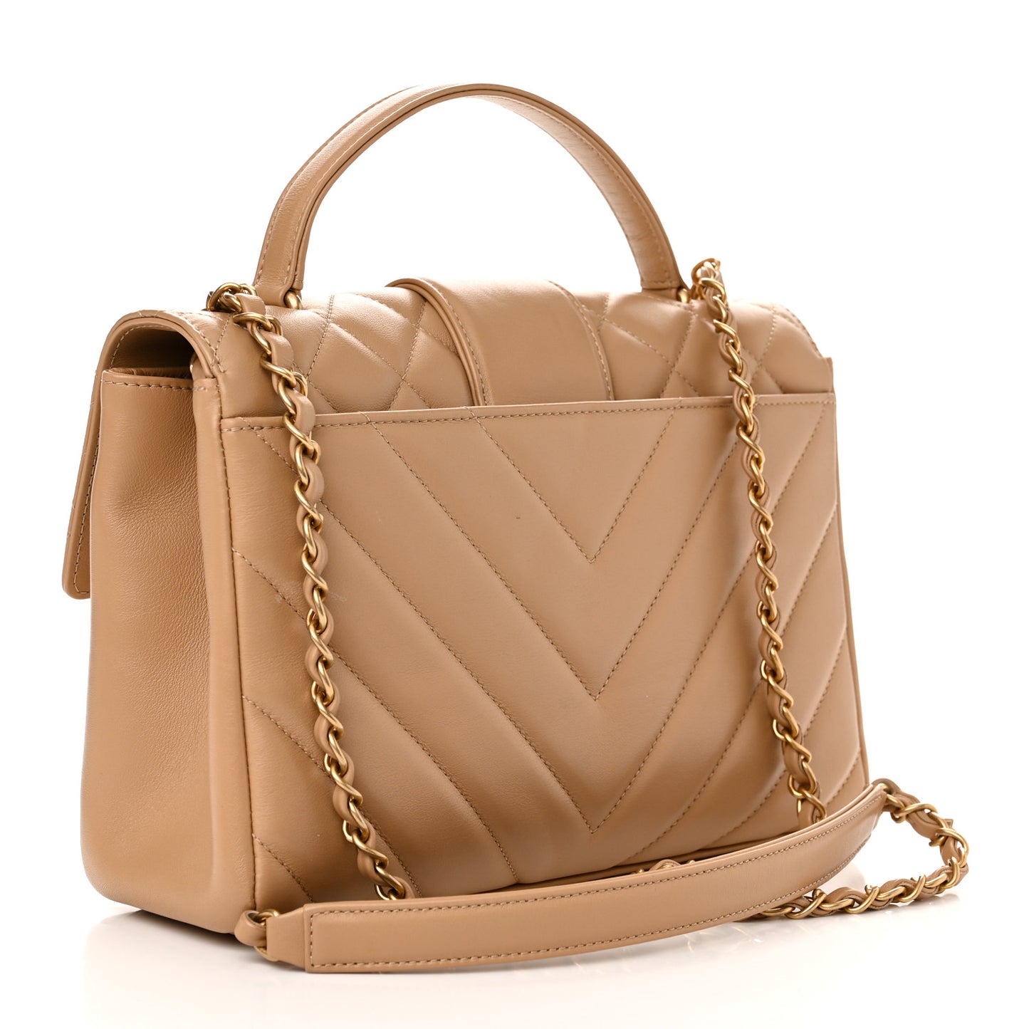 Calfskin Quilted Chevron In The City Bag Beige