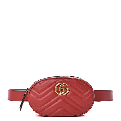 Gucci Calfskin Matelasse GG Marmont Belt Bag 85 34 Hibiscus Red 1 of 12