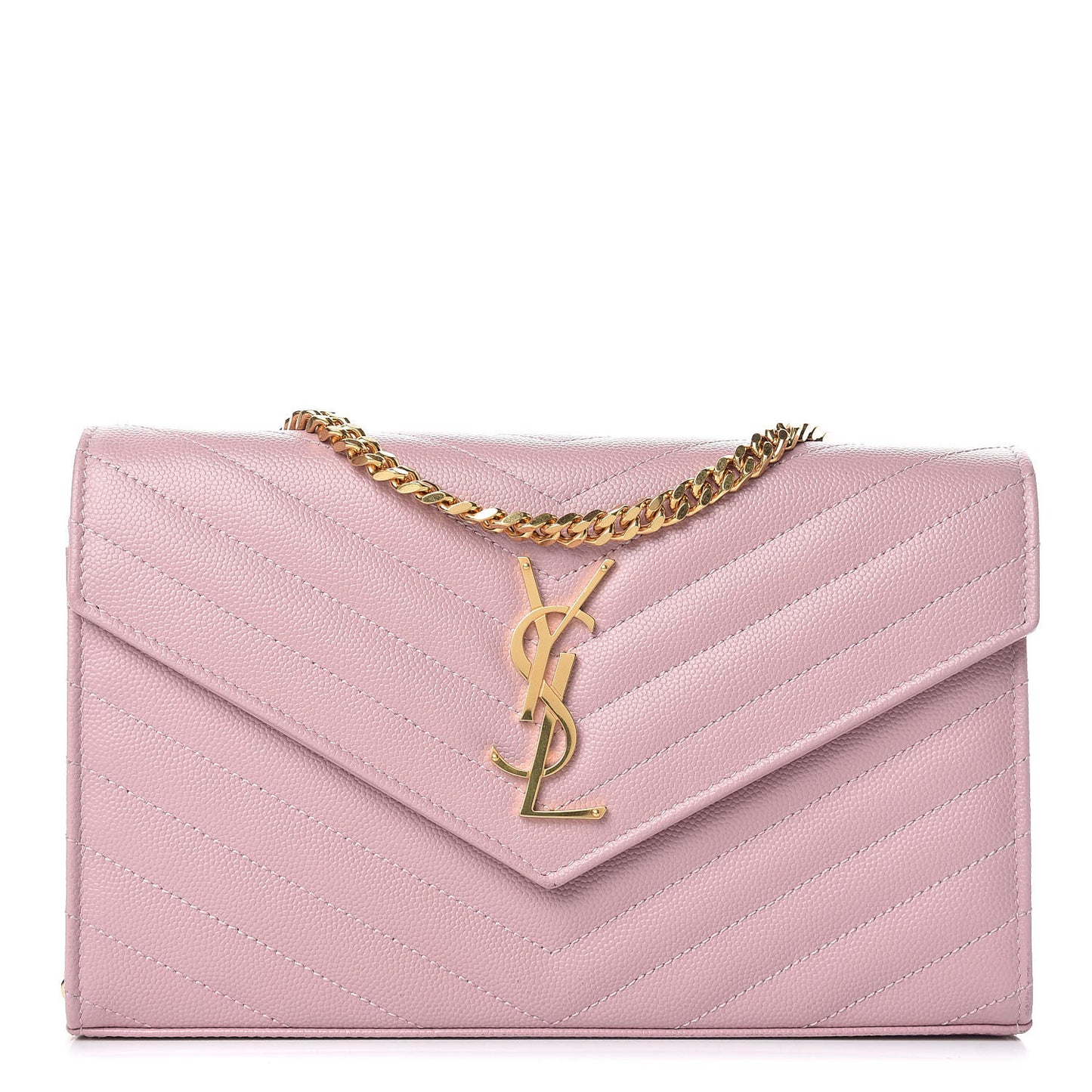 Grain De Poudre Matelasse Chevron Monogram Chain Wallet Tender Pink