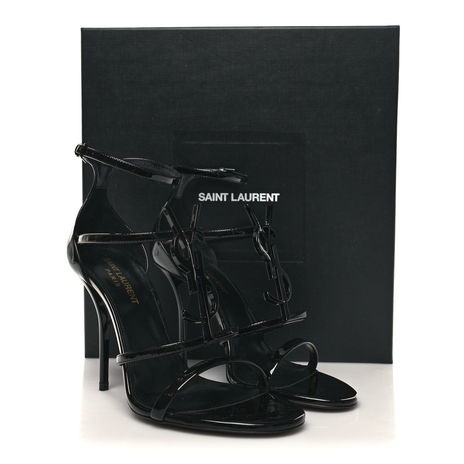 Saint Laurent Patent Cassandra 100 Sandals 37 Black 9 of 9