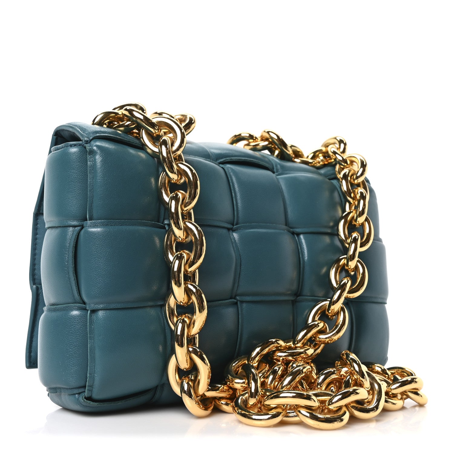 Bottega Veneta Lambskin Maxi Intreccio Padded Chain Cassette Crossbody Bag Mallard 3 of 10